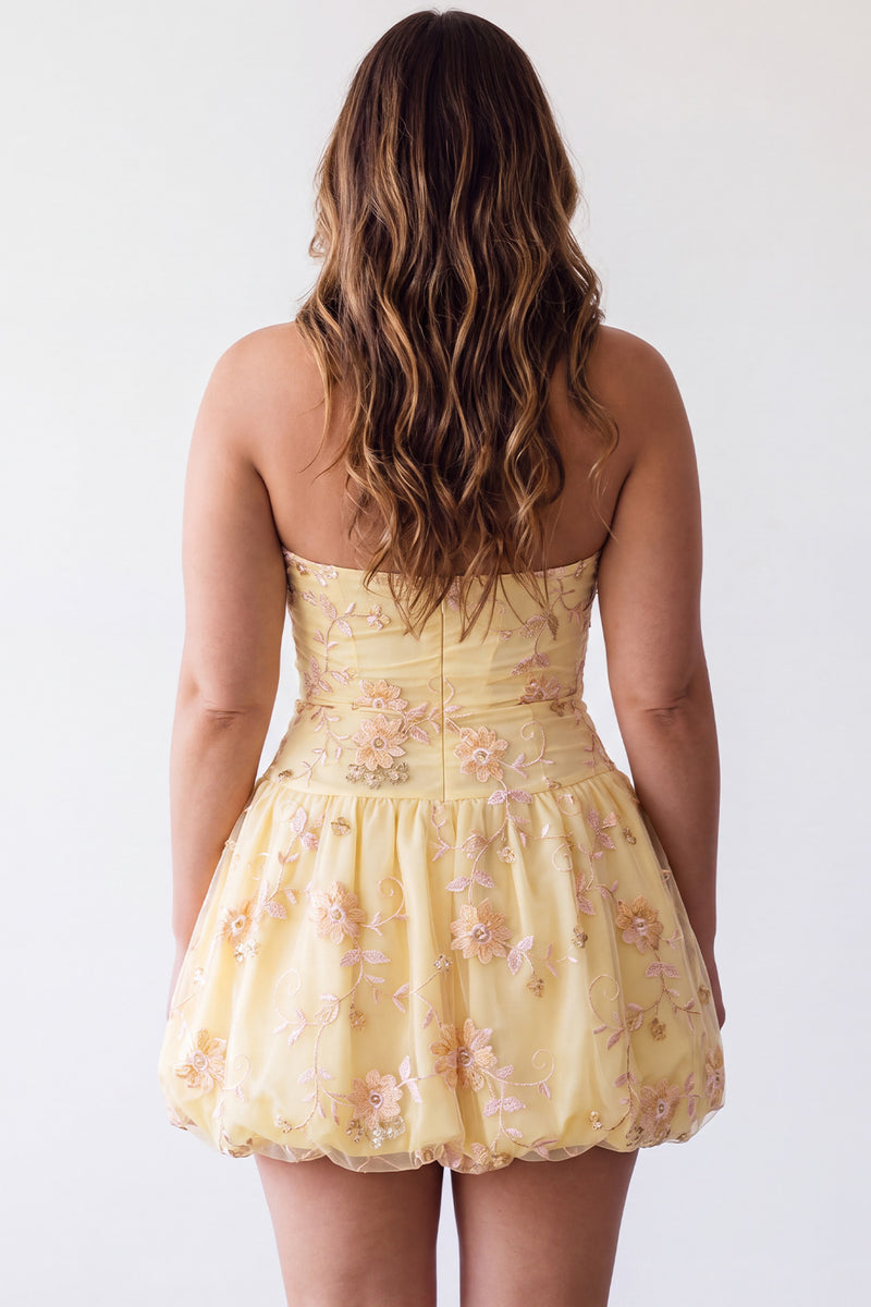 Load image into Gallery viewer, Floral Yellow Halter A-Line Short Corset Cocktail Dress