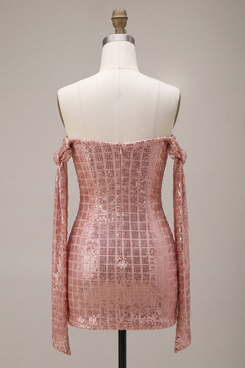 Load image into Gallery viewer, Sparkly Champagne Sequin Tight Short Cocktail Dress