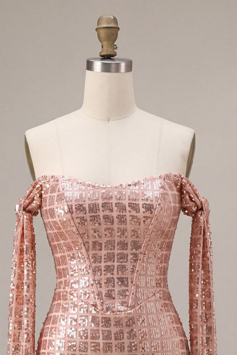 Load image into Gallery viewer, Sparkly Champagne Sequin Tight Short Cocktail Dress