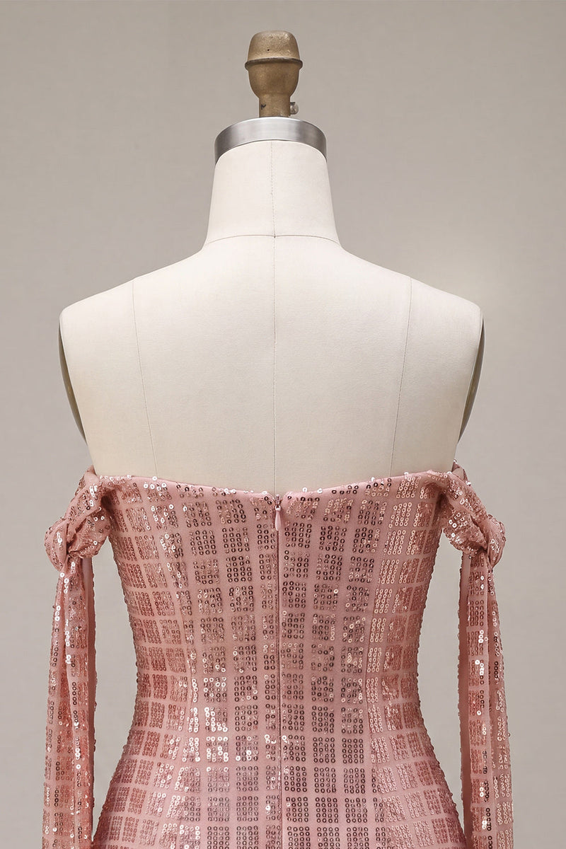 Load image into Gallery viewer, Sparkly Champagne Sequin Tight Short Cocktail Dress