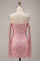 Load image into Gallery viewer, Sparkly Champagne Sequin Tight Short Cocktail Dress