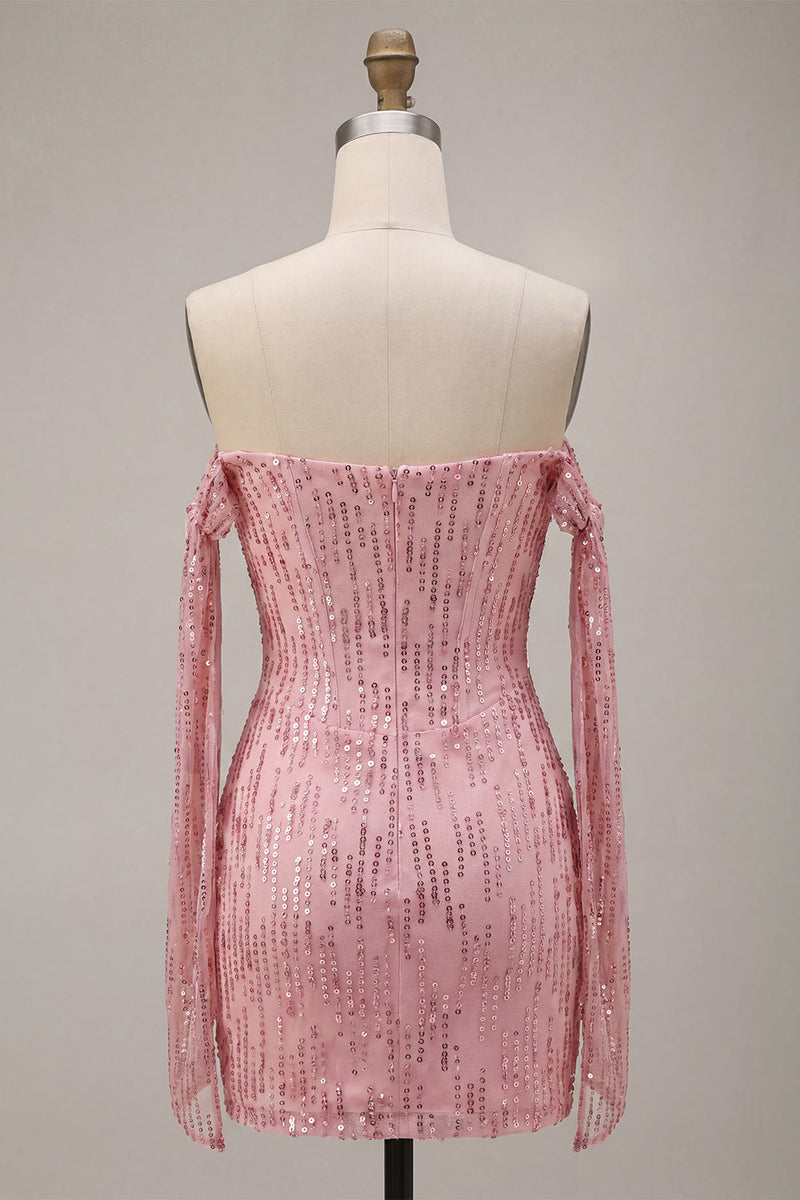 Load image into Gallery viewer, Sparkly Champagne Sequin Tight Short Cocktail Dress