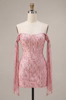 Load image into Gallery viewer, Sparkly Champagne Sequin Tight Short Cocktail Dress