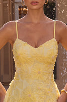 Load image into Gallery viewer, Floral Yellow Beaded A-Line Short Cocktail Dress
