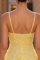 Load image into Gallery viewer, Floral Yellow Beaded A-Line Short Cocktail Dress