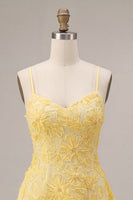 Load image into Gallery viewer, Floral Yellow Beaded A-Line Short Cocktail Dress