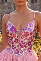Load image into Gallery viewer, Sparkly Pink Floral Sequin A-Line Short Cocktail Dress