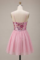 Load image into Gallery viewer, Sparkly Pink Floral Sequin A-Line Short Cocktail Dress