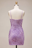 Load image into Gallery viewer, Sparkly Plum Sequin Corset Tight Short Cocktail Dress