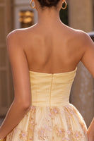 Load image into Gallery viewer, Sparkly Floral Light Yellow Sequin A-Line Short Cocktail Dress
