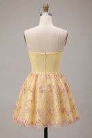 Load image into Gallery viewer, Sparkly Floral Light Yellow Sequin A-Line Short Cocktail Dress