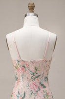 Load image into Gallery viewer, Sparkly White Pink Flower Tight Sequin Fringed Short Cocktail Dress