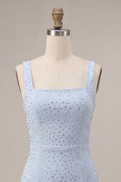 Load image into Gallery viewer, Sparkly Sky Blue Beaded Tight Short Cocktail Dress