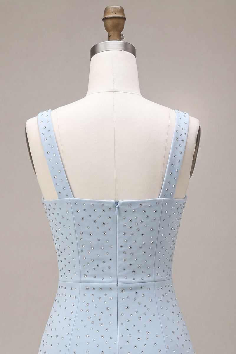 Load image into Gallery viewer, Sparkly Sky Blue Beaded Tight Short Cocktail Dress