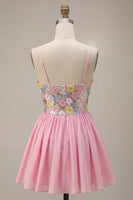 Load image into Gallery viewer, Sparkly Floral Pink Sequin A-Line Short Cocktail Dress