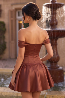 Desert Rose Satin A-Line Short Cocktail Dress with Bow