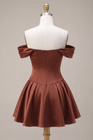Load image into Gallery viewer, Desert Rose Satin A-Line Short Cocktail Dress with Bow