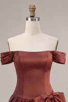 Load image into Gallery viewer, Desert Rose Satin A-Line Short Cocktail Dress with Bow