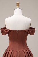Load image into Gallery viewer, Desert Rose Satin A-Line Short Cocktail Dress with Bow