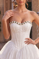 Load image into Gallery viewer, White Lace Corset A-Line Short Cocktail Dress with 3D Flowers