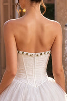 Load image into Gallery viewer, White Lace Corset A-Line Short Cocktail Dress with 3D Flowers
