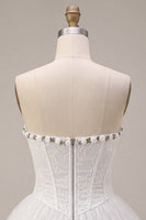 Load image into Gallery viewer, White Lace Corset A-Line Short Cocktail Dress with 3D Flowers