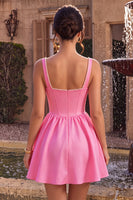 Load image into Gallery viewer, Pink Satin Corset A-Line Beaded Short Cocktail Dress