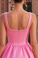 Load image into Gallery viewer, Pink Satin Corset A-Line Beaded Short Cocktail Dress