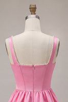Load image into Gallery viewer, Pink Satin Corset A-Line Beaded Short Cocktail Dress