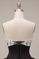 Load image into Gallery viewer, Black Strapless A Line Ruffled Short Corset Cocktail Dress with Bow