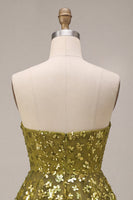 Load image into Gallery viewer, Sparkly Olive Floral Sequin Sweetheart A Line Ruffled Short Cocktail Dress