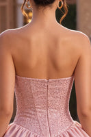 Load image into Gallery viewer, Sparkly Pink Beaded Sweetheart A Line Short Corset Cocktail Dress