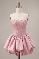 Load image into Gallery viewer, Sparkly Pink Beaded Sweetheart A Line Short Corset Cocktail Dress