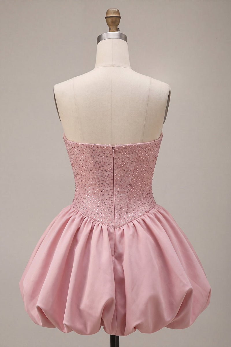 Load image into Gallery viewer, Sparkly Pink Beaded Sweetheart A Line Short Corset Cocktail Dress