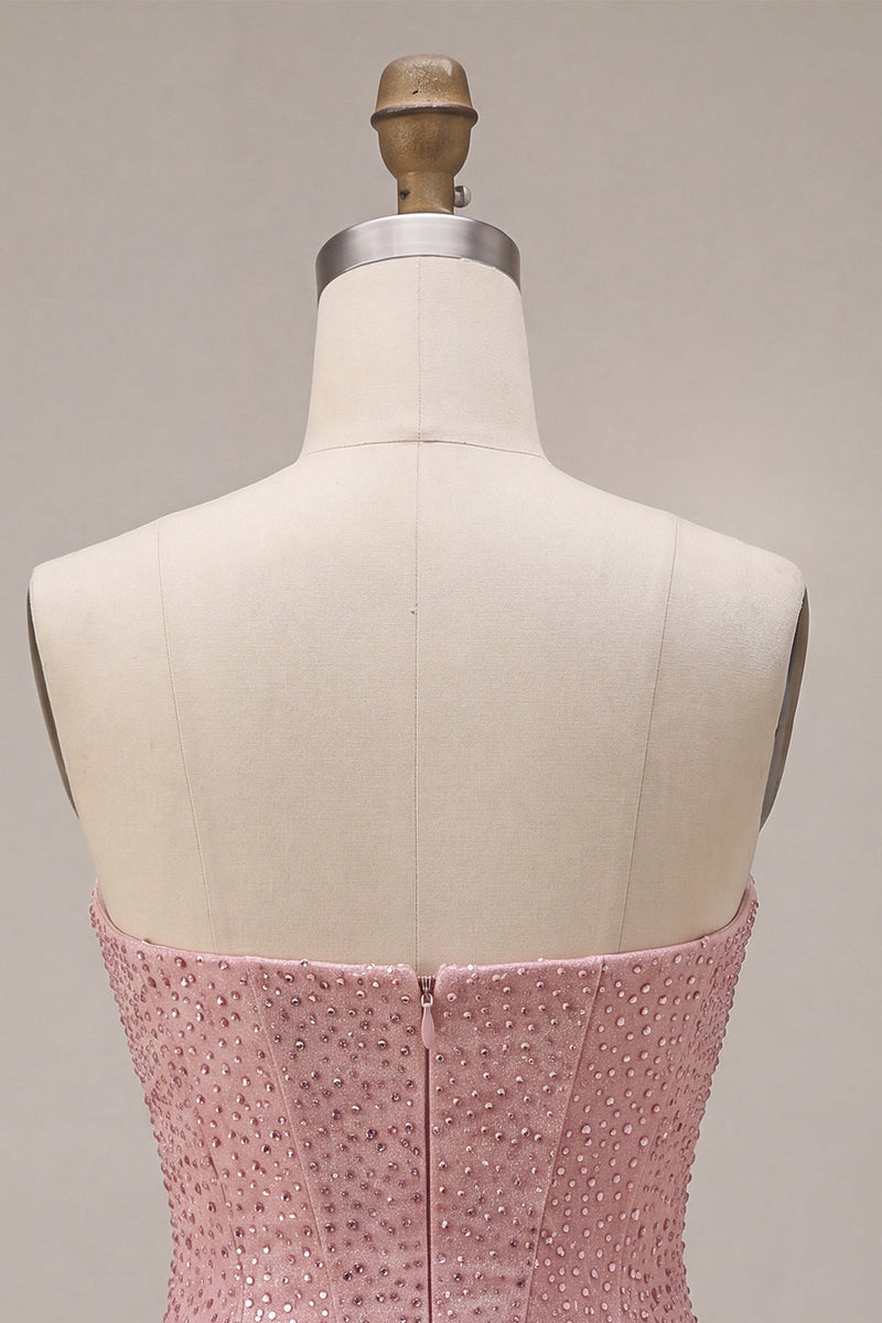 Load image into Gallery viewer, Sparkly Pink Beaded Sweetheart A Line Short Corset Cocktail Dress
