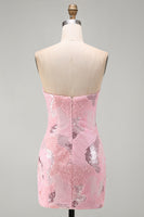 Load image into Gallery viewer, Sparkly Pink Tight Strapless Beaded Short Cocktail Dress