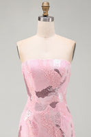 Load image into Gallery viewer, Sparkly Pink Tight Strapless Beaded Short Cocktail Dress