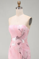 Load image into Gallery viewer, Sparkly Pink Tight Strapless Beaded Short Cocktail Dress