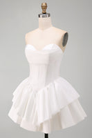 Load image into Gallery viewer, White Corset Sweetheart A Line Tiered Short Cocktail Dress