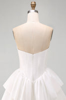 Load image into Gallery viewer, White Corset Sweetheart A Line Tiered Short Cocktail Dress