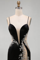 Load image into Gallery viewer, Sparkly Black Cut Out Tight Spaghetti Straps Short Cocktail Dress with Rhinestone