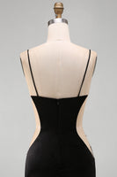 Load image into Gallery viewer, Sparkly Black Cut Out Tight Spaghetti Straps Short Cocktail Dress with Rhinestone