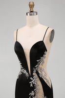 Load image into Gallery viewer, Sparkly Black Cut Out Tight Spaghetti Straps Short Cocktail Dress with Rhinestone