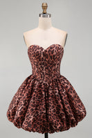 Load image into Gallery viewer, Kahki Leopard Sweetheart Corset Bubble A Line Short Cocktail Dress