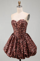 Load image into Gallery viewer, Kahki Leopard Sweetheart Corset Bubble A Line Short Cocktail Dress