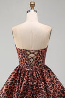 Load image into Gallery viewer, Kahki Leopard Sweetheart Corset Bubble A Line Short Cocktail Dress