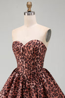 Load image into Gallery viewer, Kahki Leopard Sweetheart Corset Bubble A Line Short Cocktail Dress
