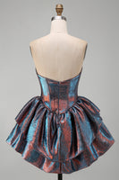 Load image into Gallery viewer, Blue Sweetheart Ruffled Corset Short Tiered Cocktail Dress