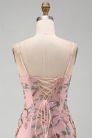 Load image into Gallery viewer, Pink Floral Beaded Sequin Tight Short Cocktail Dress