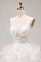 Load image into Gallery viewer, Sparkly White Floral Corset A-Line Ruffled Short Cocktail Dress